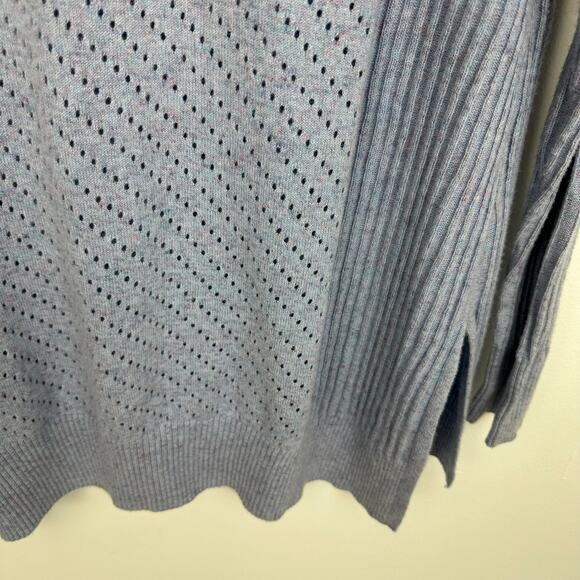 Soft Surroundings Womens Cotton Blend Open Knit Blue Tunic Sweater Size Medium - Picture 8 of 10